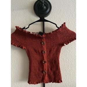 Cold Shoulder Buttoned Top